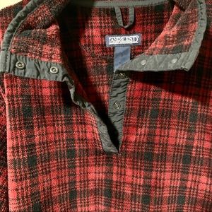 Vintage Lands End Polartec Fleece, Red and Black Plaid